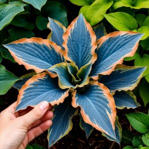 Хоста Океан Вью купить по цене от 960р. в интернет-магазине «Посадика» с доставкой почтой в в Минусинске и по всей России – [изображение №1].